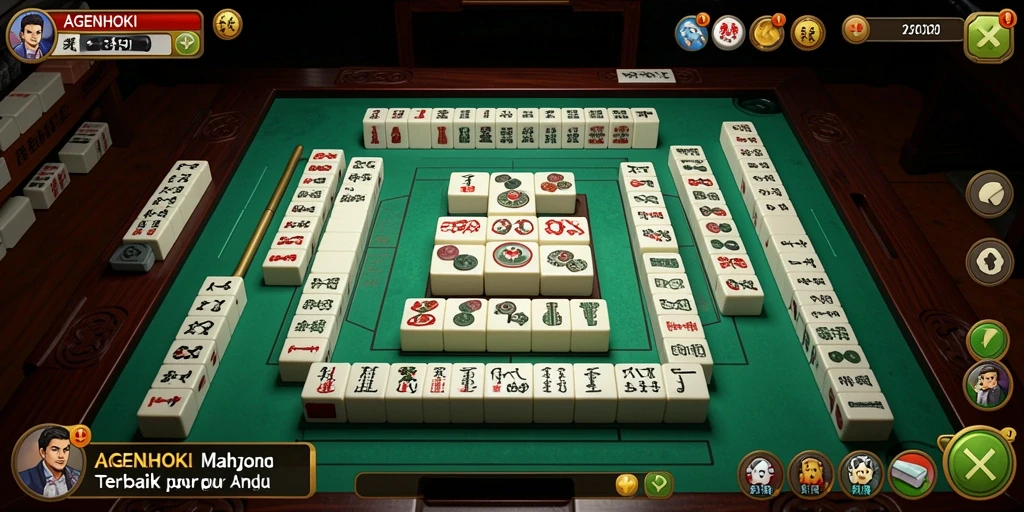 Tampilan gameplay AGENHOKI yang menarik dengan desain Mahjong yang klasik.