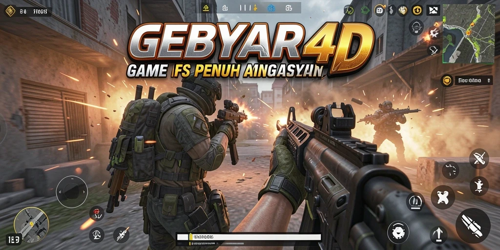 Tampilan gameplay menegangkan di GEBYAR4D dengan aksi tembak-menembak.