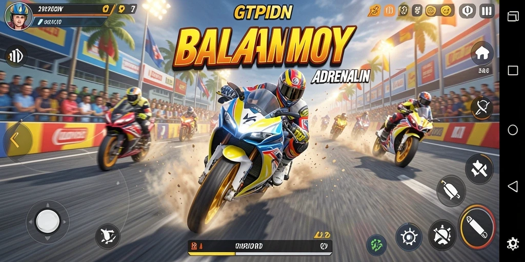 Gameplay mendebarkan dalam balapan motor di GTPIDN.