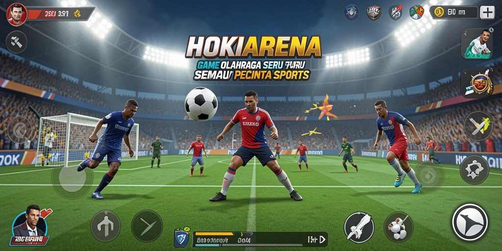 Tampilan gameplay HOKIARENA yang penuh aksi dan strategi olahraga.