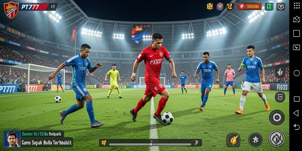 Tampilan gameplay PT777 yang mendebarkan dan penuh aksi di lapangan sepak bola.