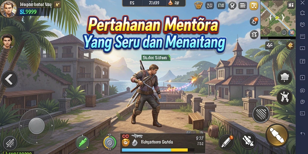 Gameplay SL999 menampilkan pengaturan menara dan pertempuran seru melawan musuh.